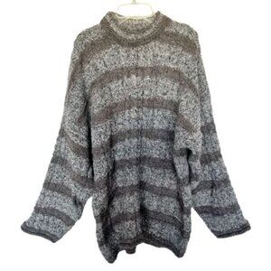 IRELANDS Eye Brown Striped Cable Knit Sweater Size: Large